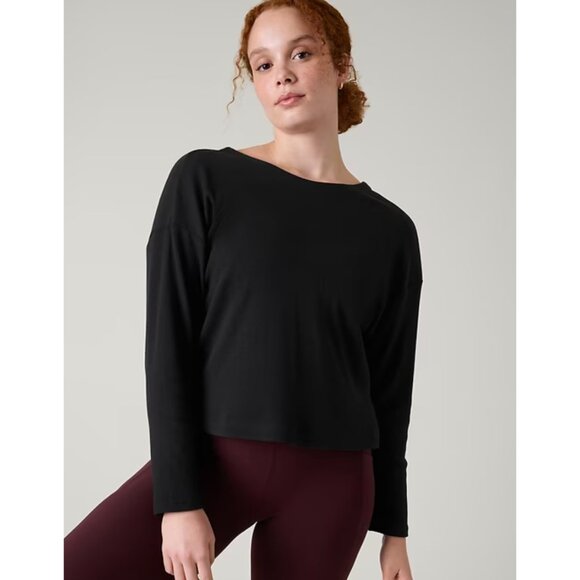 Athleta S Presence Twist Sweatshirt Black Small - Picture 3 of 4